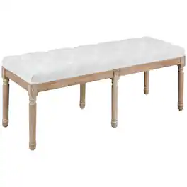 Homcom - Bedroom End of Bed Bench, 46" Upholstered Entryway Bench with Button Tufted, Thick Padding and Wood Legs - Cream White