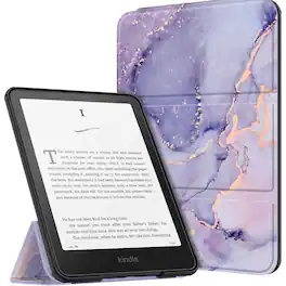 Kitcheniva - Slim Trifold Case For 7 Inch Kindle Paperwhite 12th 2024 Protective Cover - Lilac Marble
