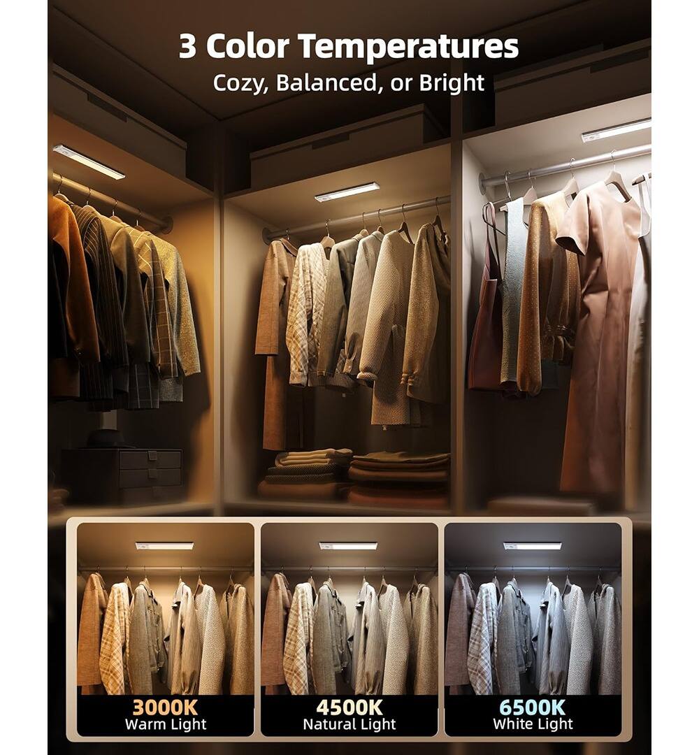 3 Color Temperatures  
Cozy, Balanced, or Bright  

3000K Warm Light  
4500K Natural Light  
6500K White Light
