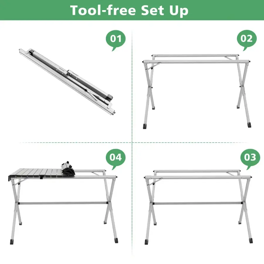 Tool-free Set Up: 01, 02, 04, 03