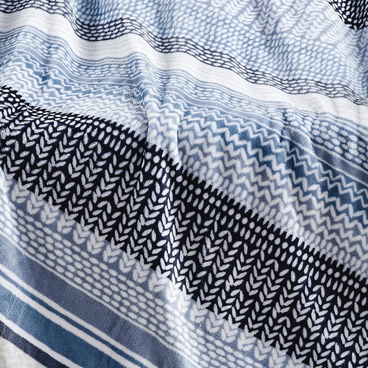 Alt View 4. Noble House - Plazatex Anissa with Sherpa Plush Decorative All Season Plum Throw Blanket 50" x 60" Blue - Blue.