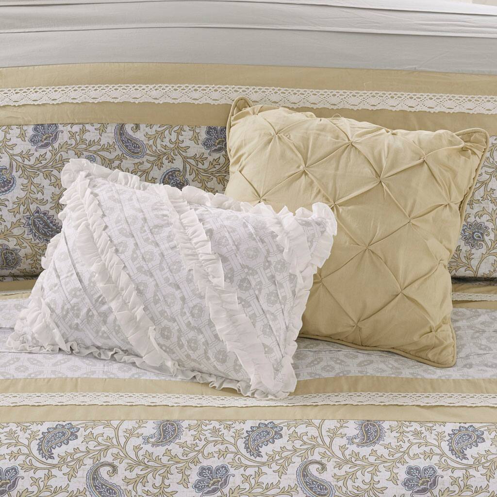 Alt View 1. Gracie Mills - Gracie Mills Singleton 9-Piece Cotton Percale Comforter Set with Paisley Print - Yellow.