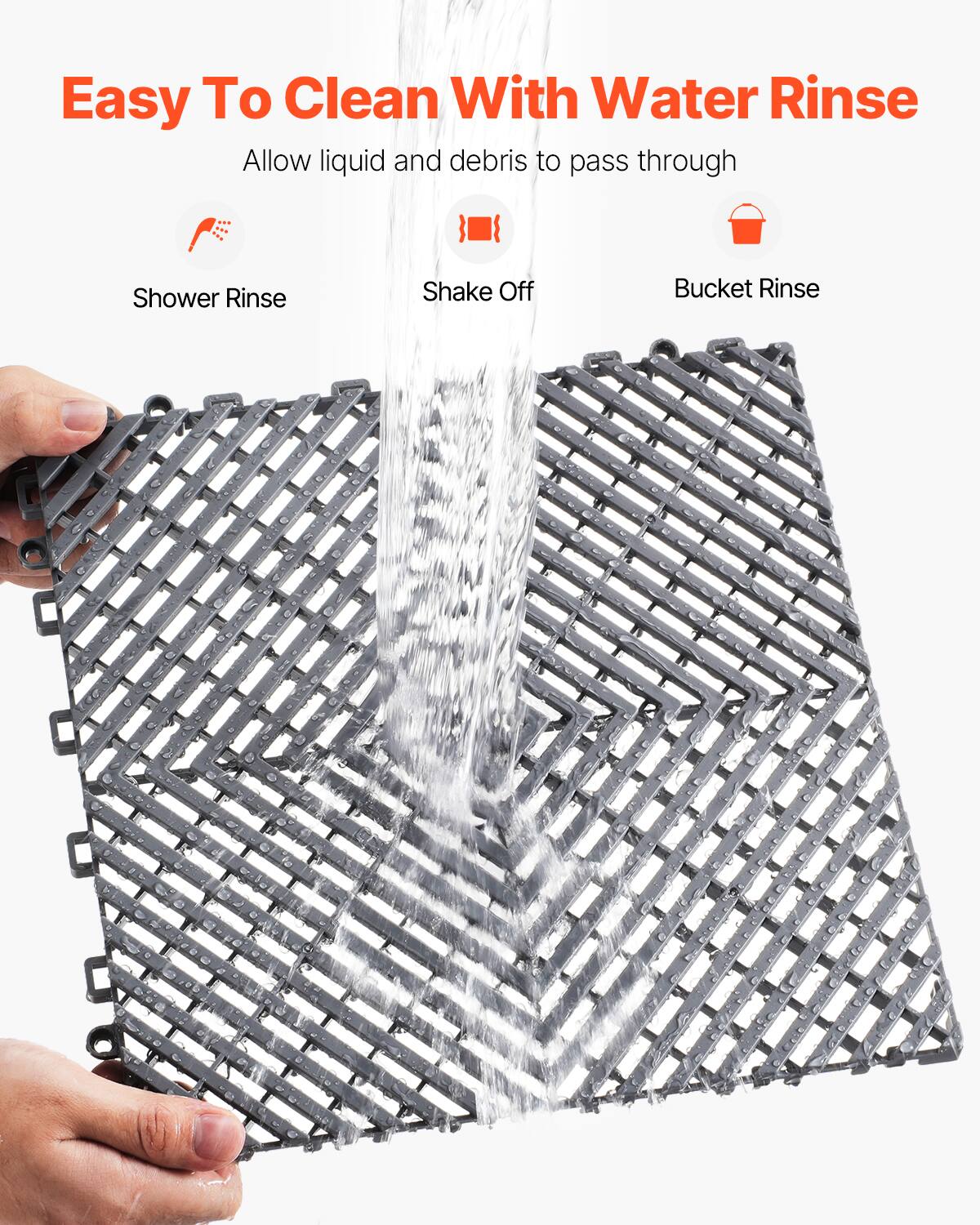 Easy To Clean With Water Rinse
Allow liquid and debris to pass through
Shower Rinse
Shake Off
Bucket Rinse