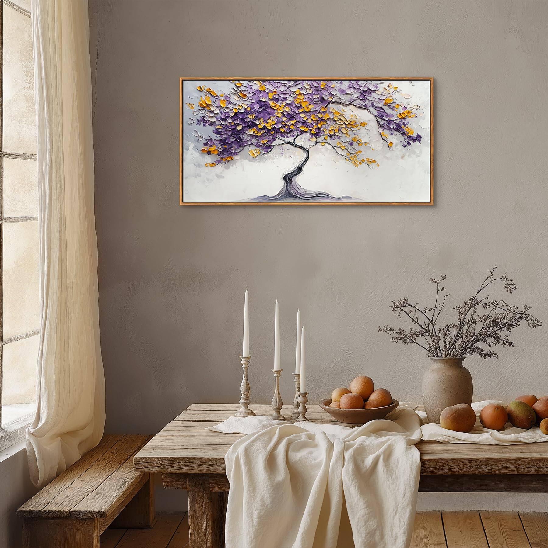 Alt View 4. Hirose Alice - crmotu Tree of Life Framed Wall Art Large Artwork Purple Gold Tree Abstract Art Prints Nature Plant Aesthetic - Mountains Golden Forest 40"L x 20"W.