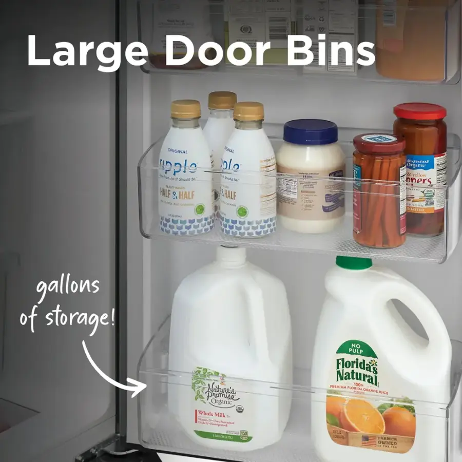 Large Door Bins:
- Half & Half
- Organic Half & Half
- Organic Apple Cider
- Organic Milk
- Organic Whole Milk
- Florida's Natural Orange Juice