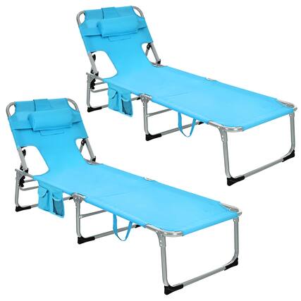 Front. Gymax - Gymax Set of 2 Beach Chaise Lounge Chair Folding Reclining Chair w/ Facing Hole Turquoise - Turquoise.
