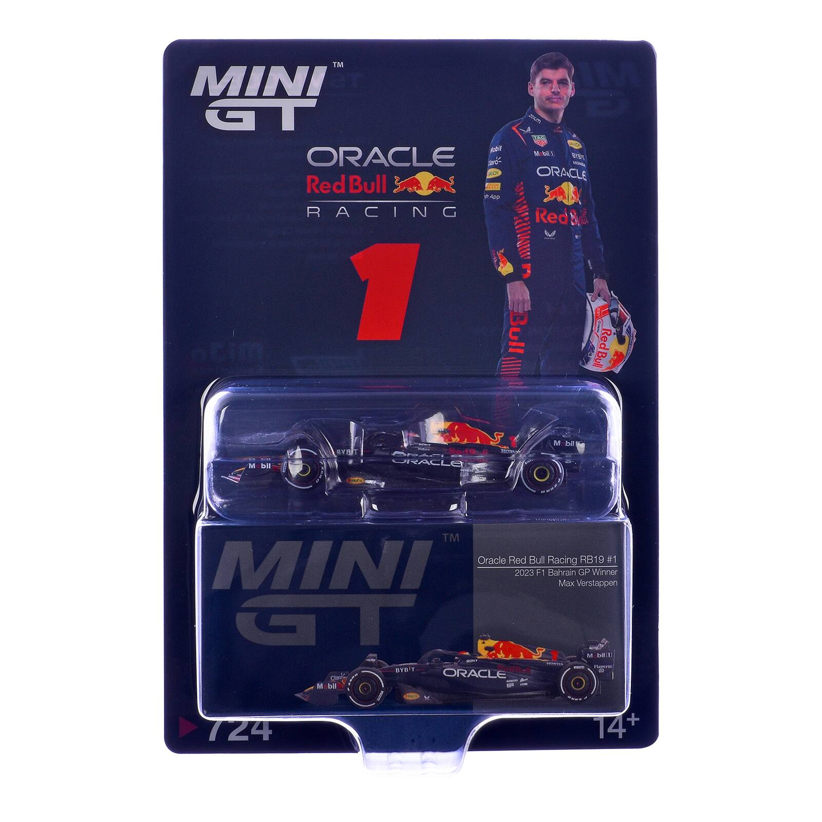 MINI GT  
ORACLE Red Bull Racing  
1  

Oracle Red Bull Racing RB19 #1  
2023 F1 Bahrain GP Winner  
Max Verstappen  

MINI GT  
Oracle Red Bull Racing RB19 #1  
2023 F1 Bahrain GP Winner  
Max Verstappen  

724  
14+