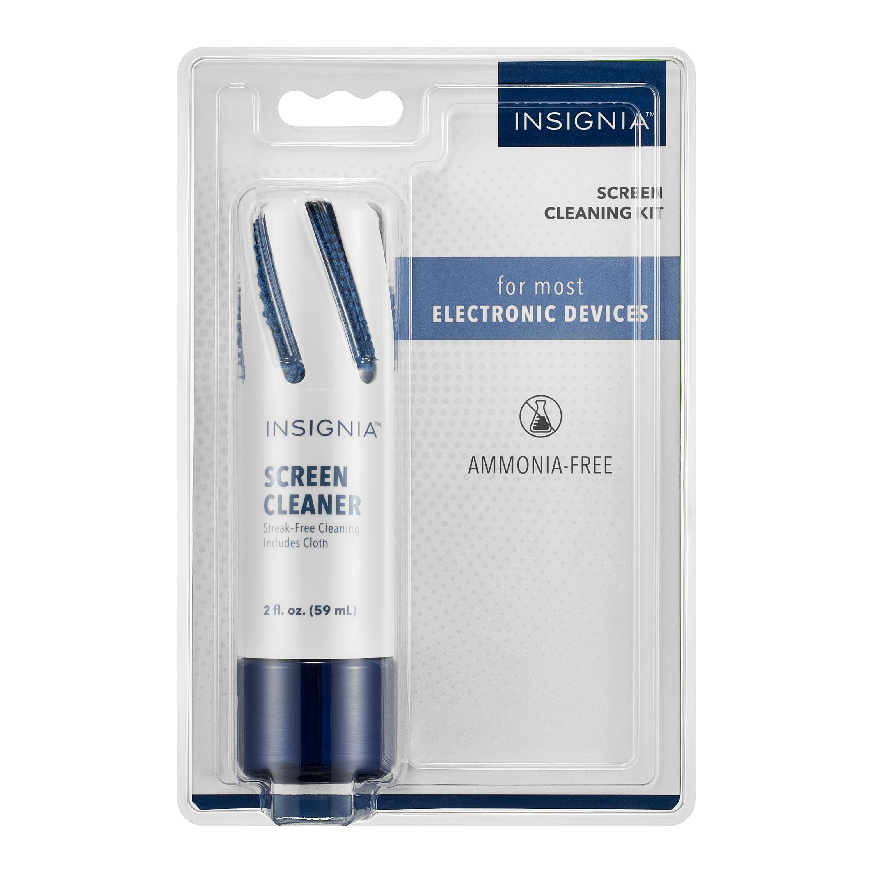 Insignia Screen Cleaning Kit for most Electronic Devices. Includes Screen Cleaner and Cloth. Ammonia-Free. 2 oz. (59 mL).