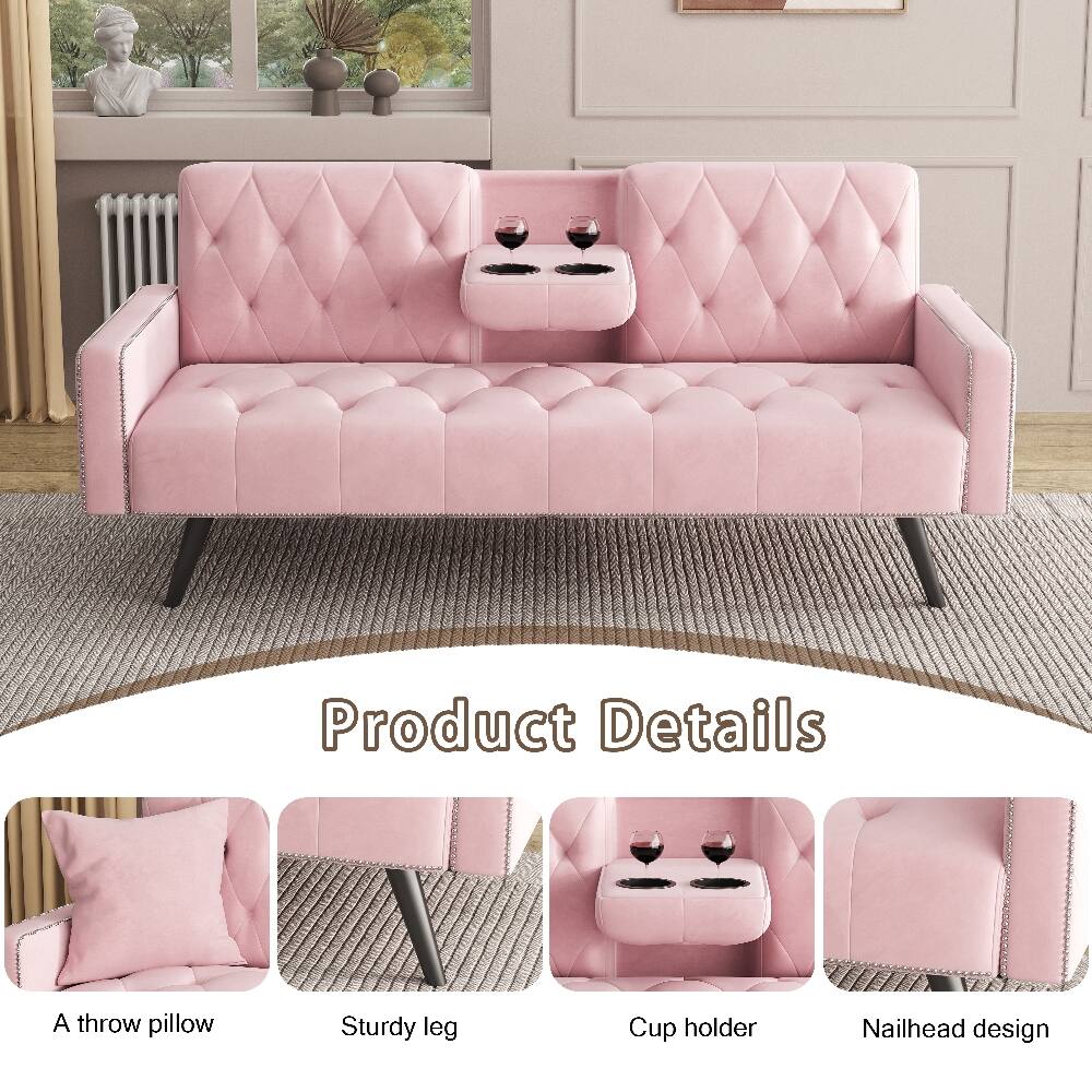Product Details

- A throw pillow
- Sturdy leg
- Cup holder
- Nailhead design