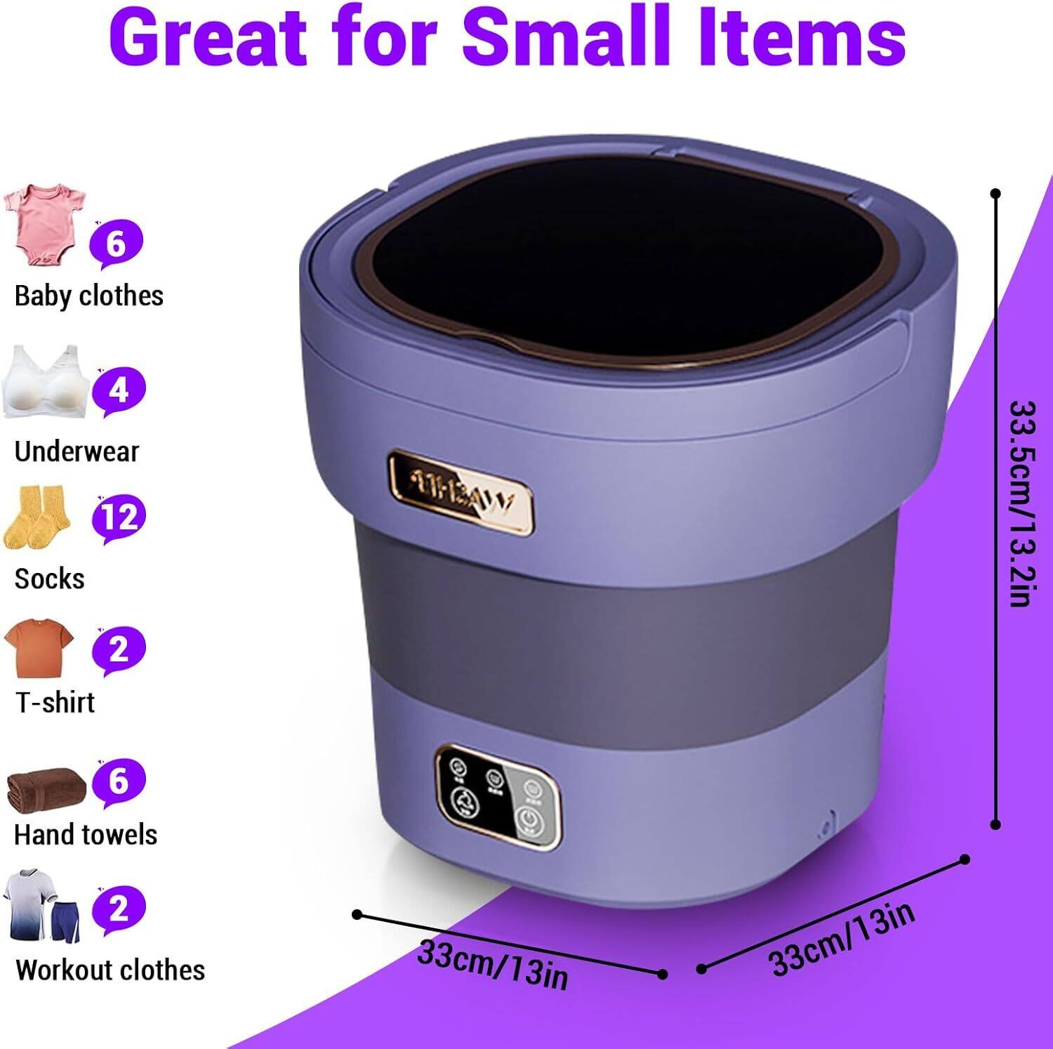 Alt View 1. Acekool - 12L Mini Portable Washing Machine and Dryer for RV Travel Hotel Laundry, Purple - Purple.