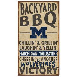 Jardine - Michigan Wolverines 11'' x 20'' Indoor/Outdoor BBQ Sign - Tan