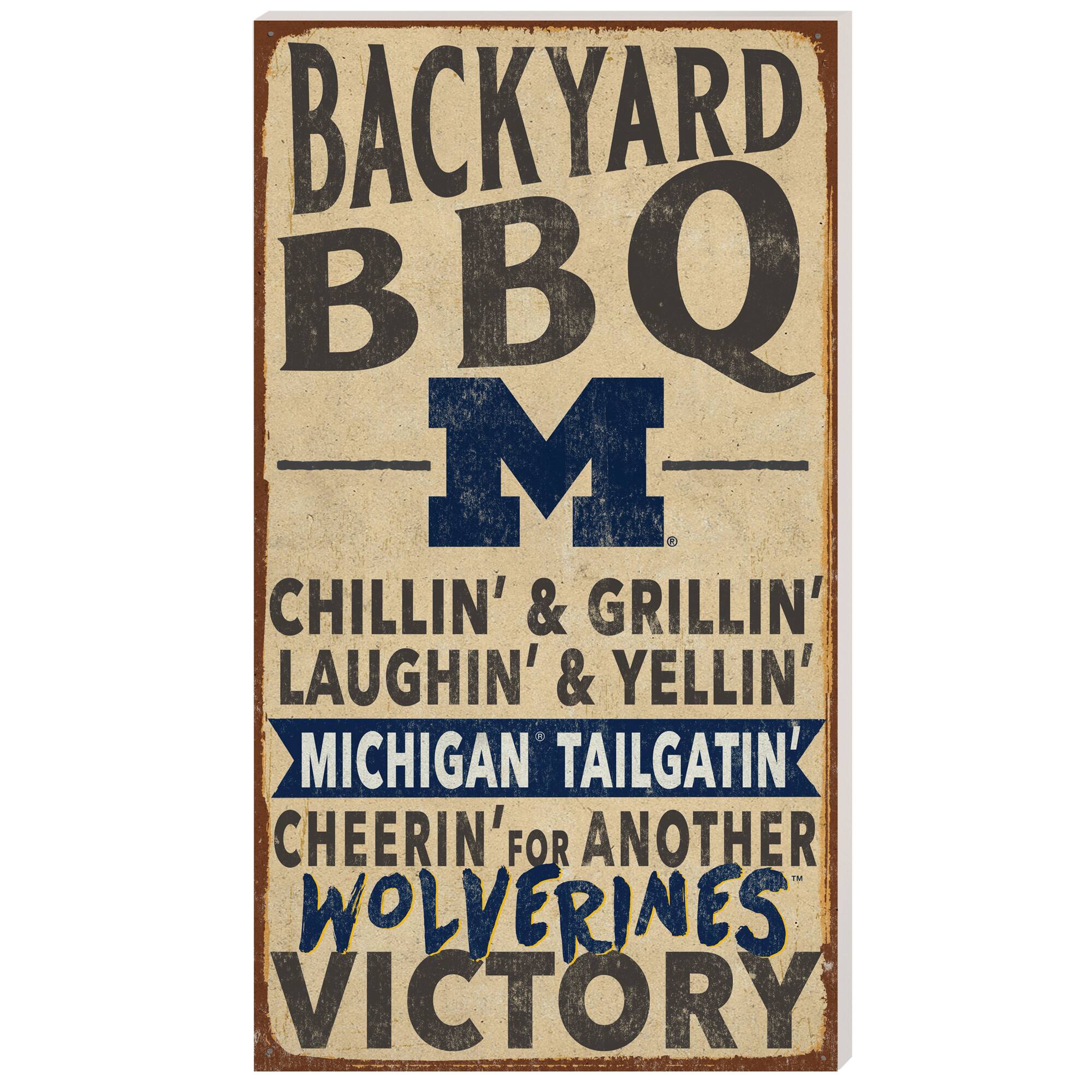 Michigan Wolverines 11'' x 20'' Indoor/Outdoor BBQ Sign