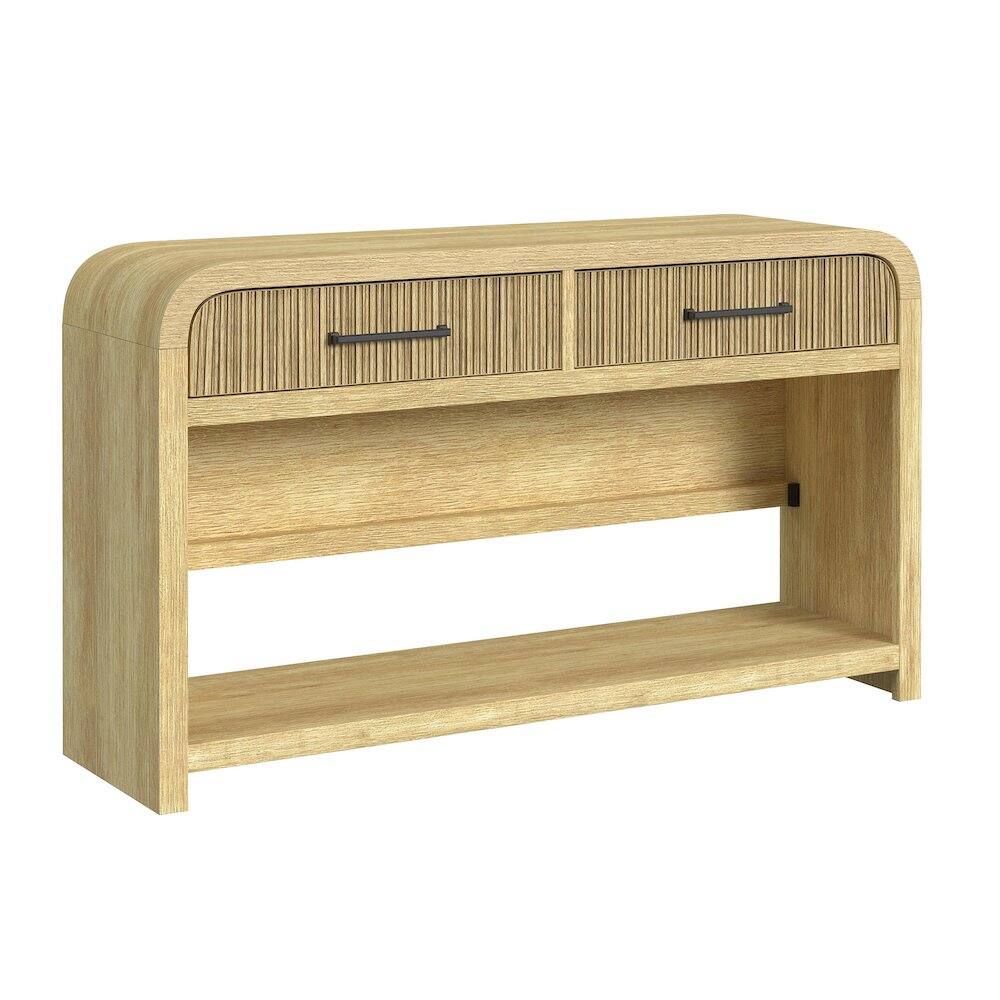 Left. Picket House Furnishings - Woodridge Sofa Table with Bottom Shelf in Natural - Tural.