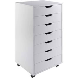 SlickBlue - Scandinavian 7-Drawer Tall Storage Chest for Home and Office - White
