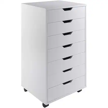 Front. SlickBlue - Scandinavian 7-Drawer Tall Storage Chest for Home and Office - White.
