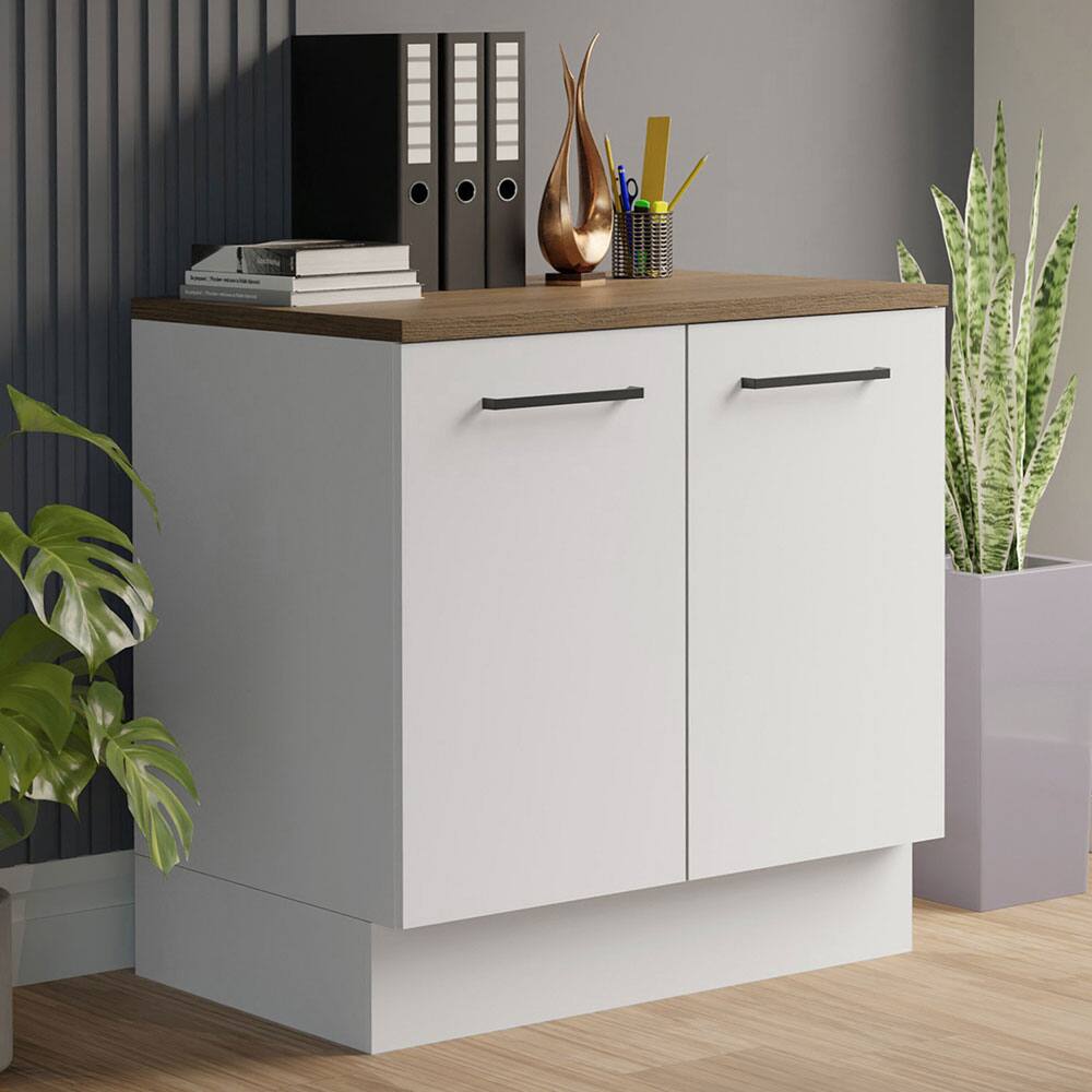 Angle. Madesa - Madesa Office Storage Cabinet with 2 Doors Organization Unit for Office Supplies Workspace – White - White.