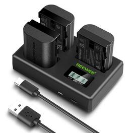 Neewer - 3-Pack LP-E6 Series Battery & USB Triple Charger Set, 2200mAh