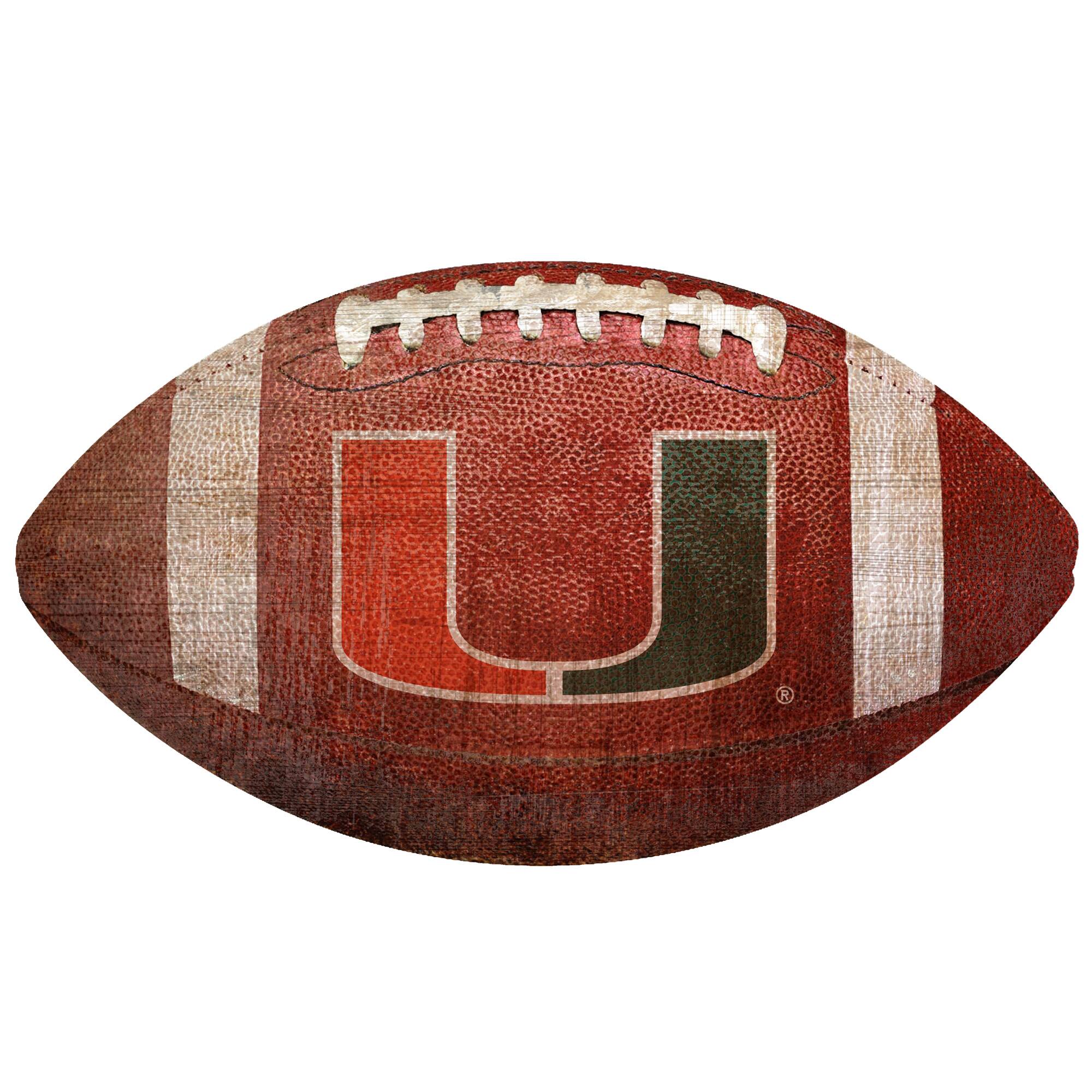 Miami Hurricanes 12'' Football Sign