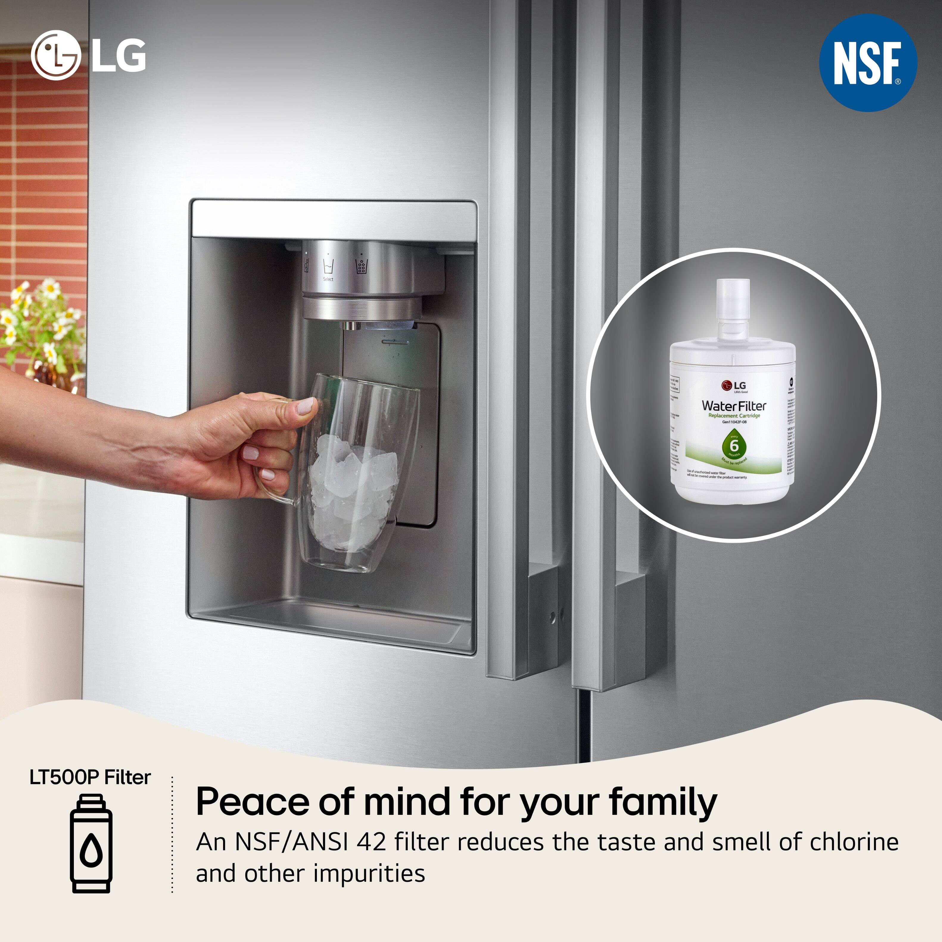 LG NSF. LG: Water Filter - LT500P Filter

Peace of mind for your family

An NSF/ANSI 42 filter reduces the taste and smell of chlorine and other impurities
