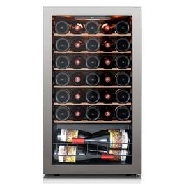 Ca'Lefort - Wine Fridge 32 Bottle Mini Wine Cooler Refrigerator 3 color LED Freestanding Wine Cellar with Glass Door - Black