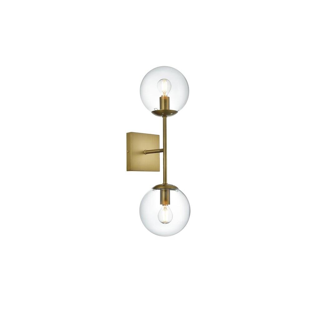 Angle. Living District - Neri 6 Inch Wall Sconce Clear Shade in Satin Gold - Satin Gold And Clear.