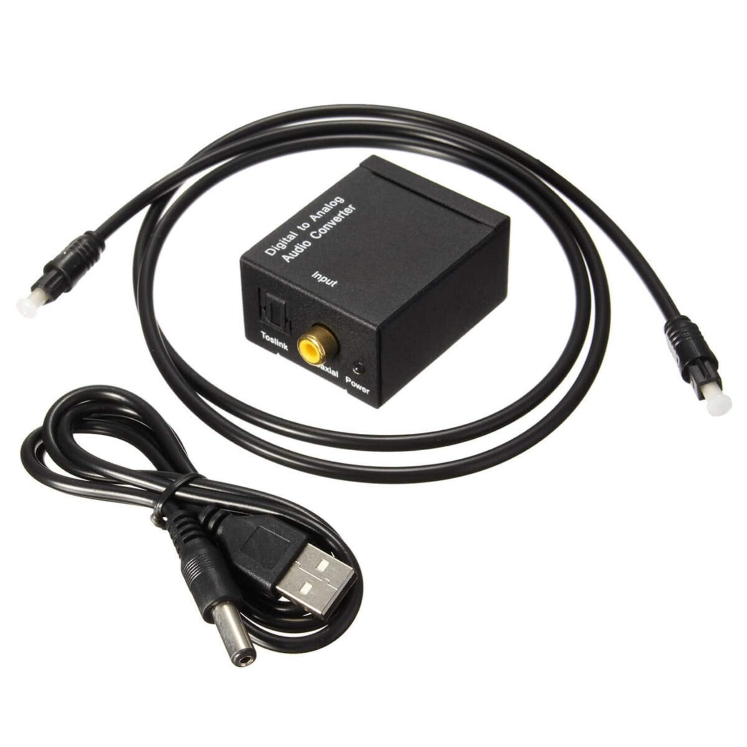 Sanoxy - Digital Optical Coax Coaxial Toslink to Analog Audio Converter Adapter 3.5mm L/R - Black