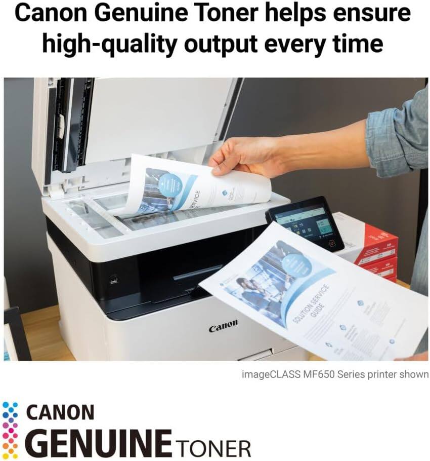 Canon Genuine Toner helps ensure high-quality output every time

Canon SERVICE SOLUTION GUIDE

imageCLASS MF650 Series printer shown

CANON GENUINE TONER