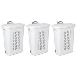 Hivvago - Set of 3 Laundry Hamper Dirty Clothes Baskets with Lids with Roller Wheels - White