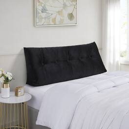 Sweet Home Collection - Bed Wedge and Gap Filler Pillow for Headboard with Side Pockets - Full - Black