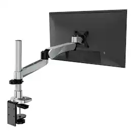 Mount-It! - CLiX Series Spring Arm Dual-Segmented Single Monitor Mount – Full Motion Desk Arm for 17"-30" Displays - Silver