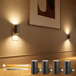 FINEAK - Dimmable LED Night Lights Plug into Wall (4 Pack) - Black