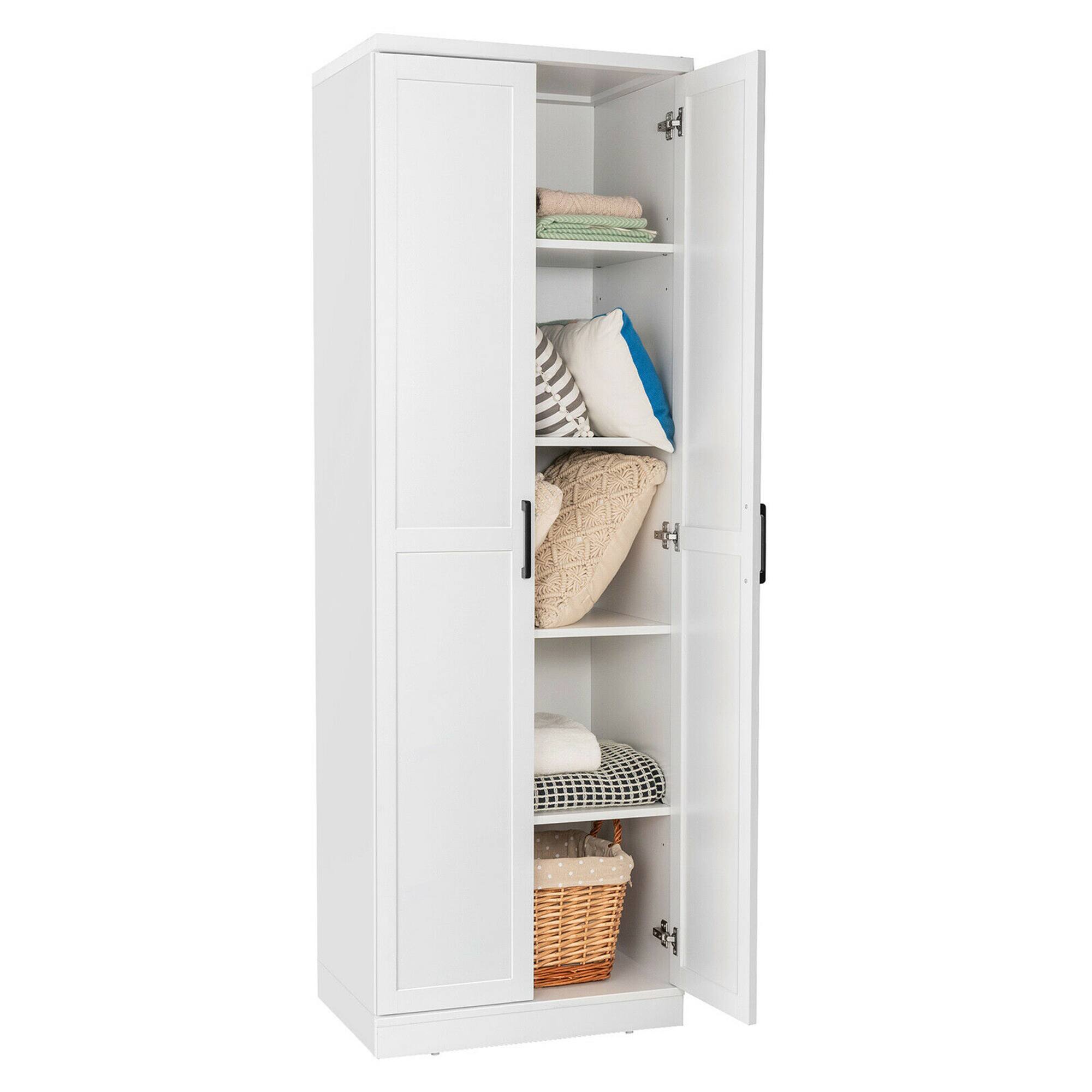 Alt View 9. Gymax - Gymax 70'' Storage Cabinet Freestanding Pantry Cabinet w/2 Doors & 5 Shelves White - White.