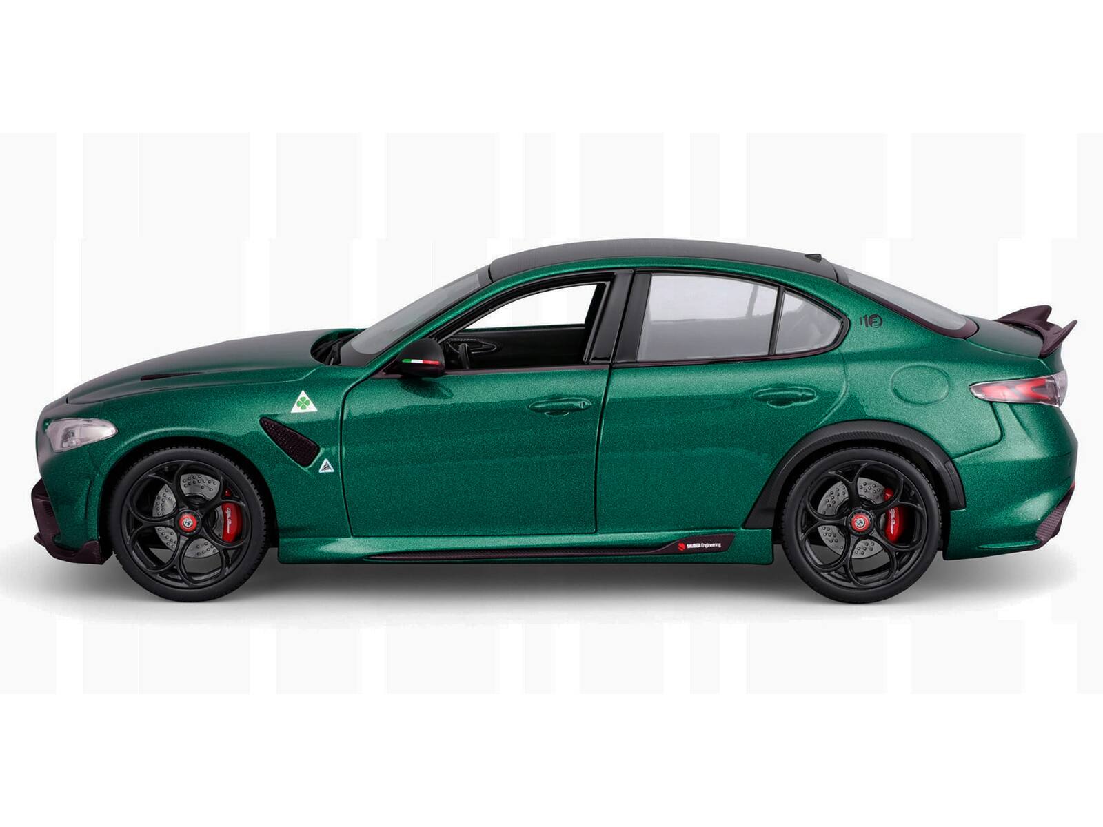 Alt View 2. Bburago - Alfa Romeo Giulia GTA Green Metallic with Carbon Top 1/18 Die Cast Model Car by Bburago.