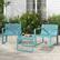 Alt View 3. Costway - Patio Chairs Set of 2 Weather-resistant Plastic Outdoor Armchairs - Blue.