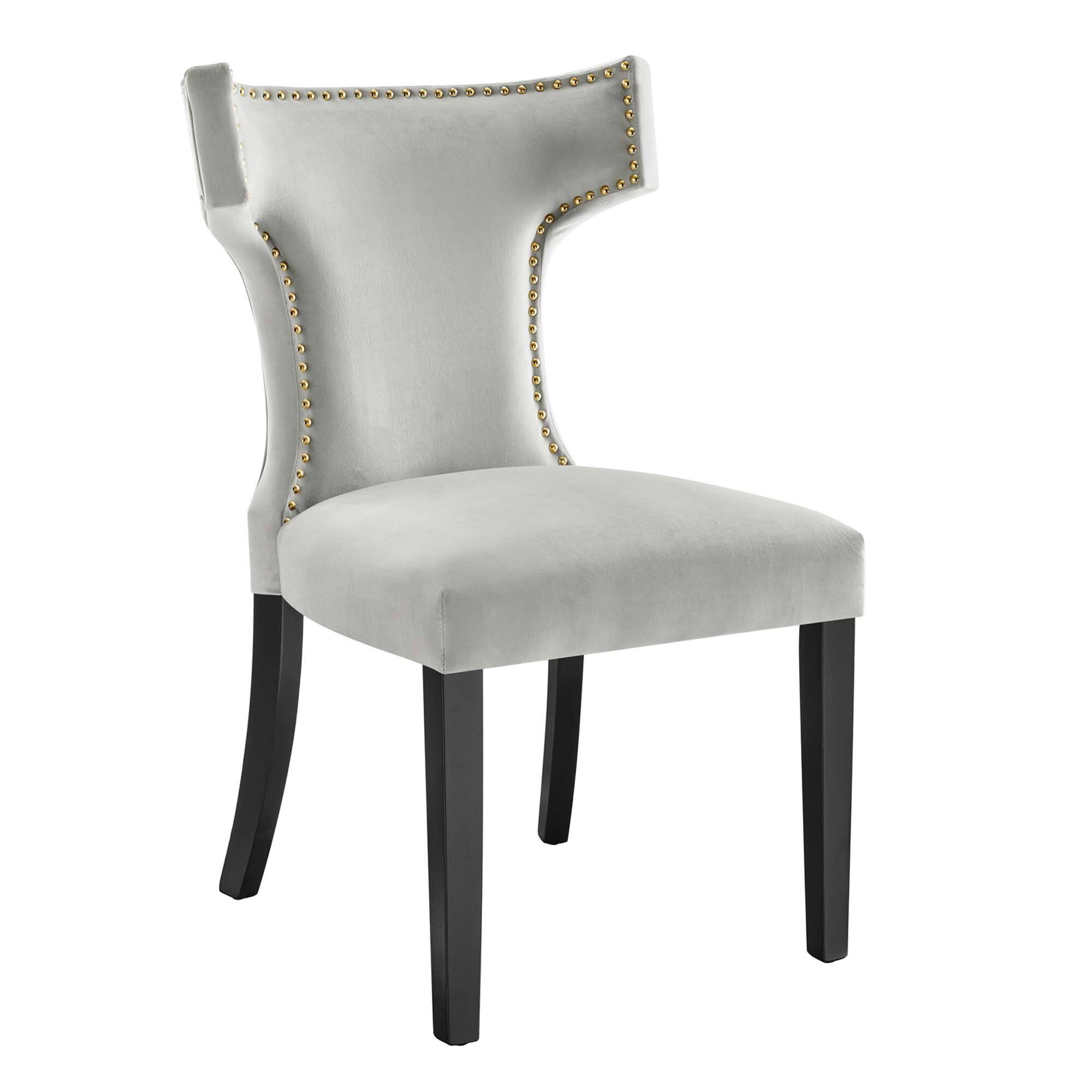Alt View 1. Modway - Curve Performance Velvet Dining Chairs Set of 2 by Modway - Light Gray.