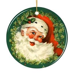 OrnamentallyYou - Victorian Santa Round Christmas Ornament Version 2 - Multi-colored