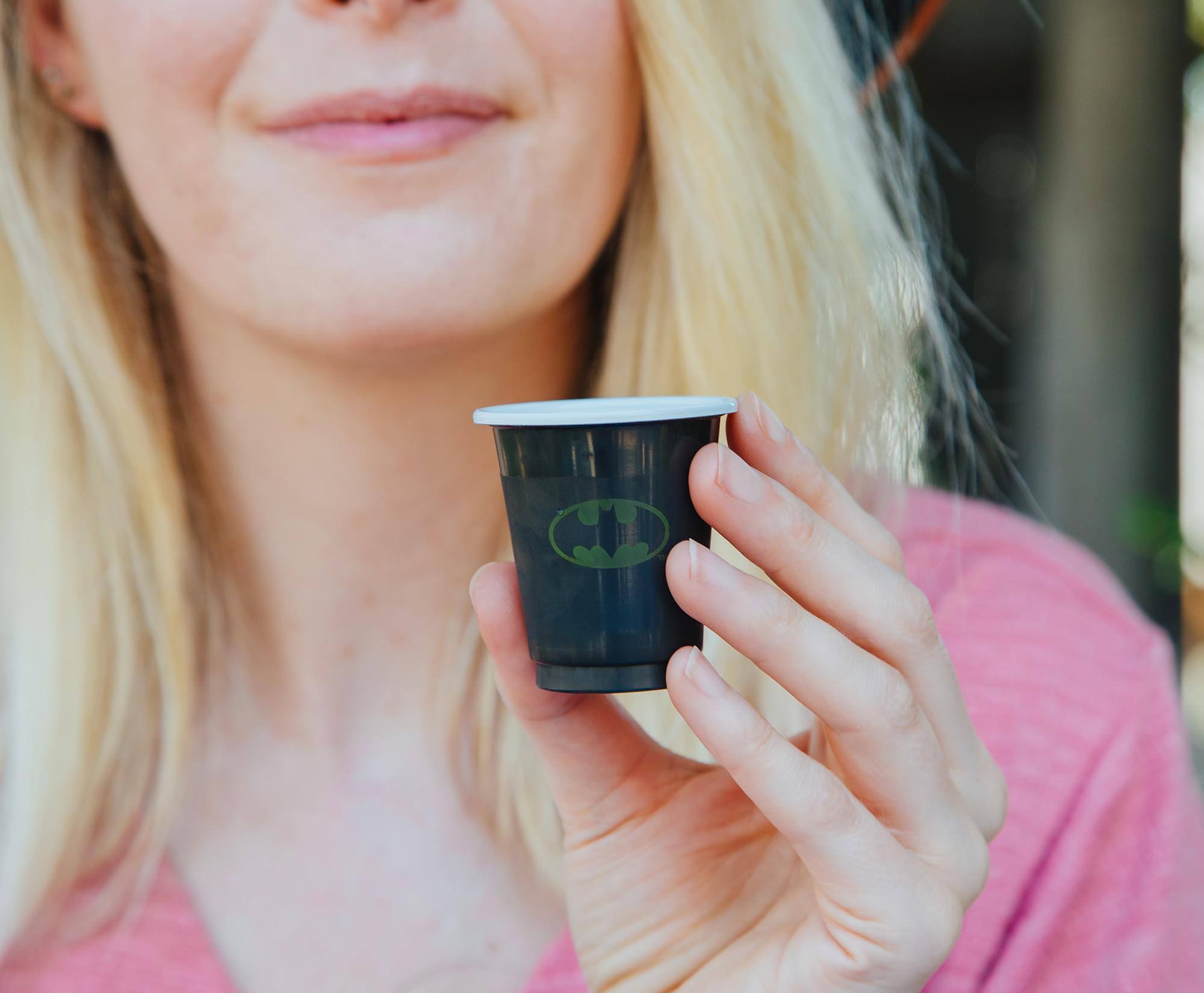 Alt View 4. DC Universe - DC Comics Batman Logo 2-Ounce Disposable Plastic Mini Cups | Set of 20 - Black.