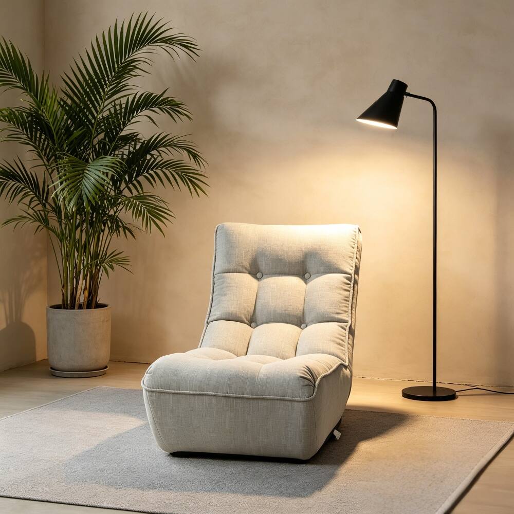 Front. Loheer - Loheer Adjustable Floor Chair Japanese Tatami Lazy Sofa Reclining Single Sofa with 4-Segment Backrest for Gaming Reading - Gray.