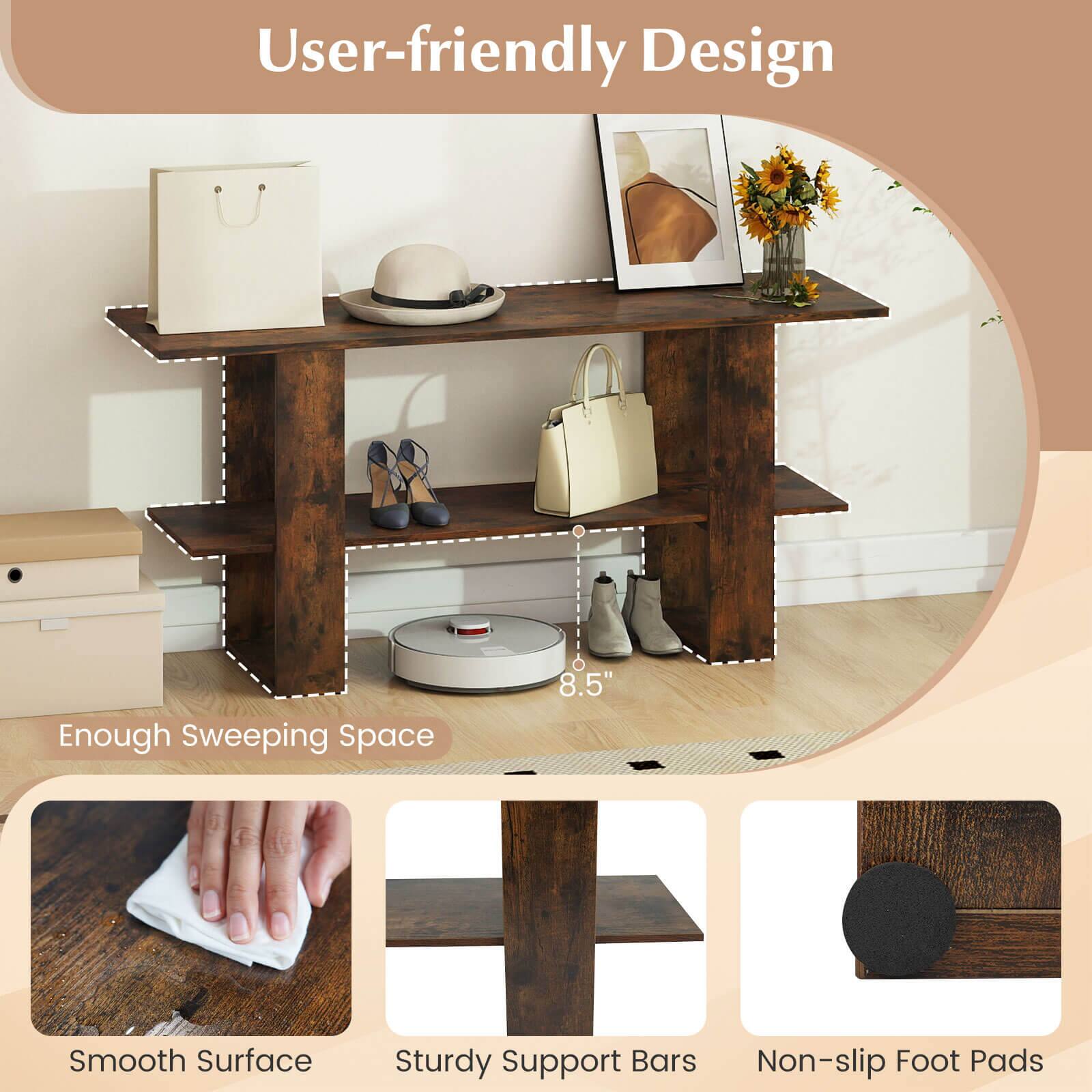User-friendly Design  
Enough Sweeping Space  
8.5"  
Smooth Surface  
Sturdy Support Bars  
Non-slip Foot Pads