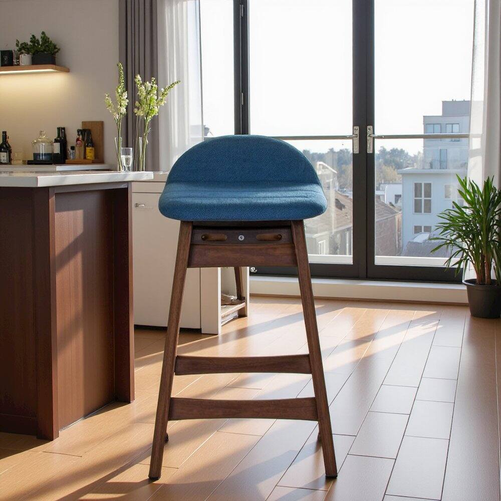 Alt View 4. Starlight Canyon Home - Brown Wooden Counter Height Chair with Back – Stylish Bar Stools for Kitchen - Brown.