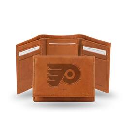 Rico Industries - Philadelphia Flyers Team Logo Embossed Brown Leather Trifold Wallet - Multi