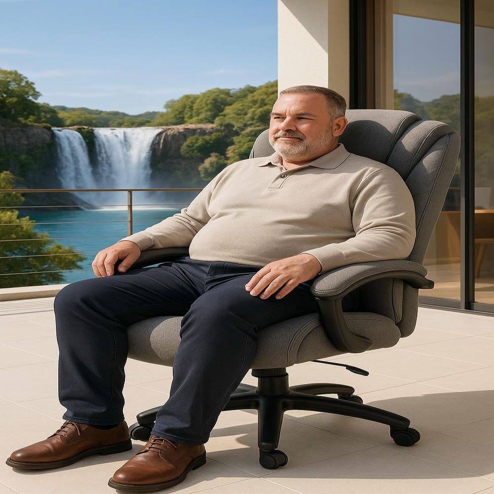 Alt View 2. Kadyn - High Back Executive Office Chair, Linen-Feel Fabric, 4-Level Gas Lift, Ergonomic S-Curve Support, Black Gray - Gray.