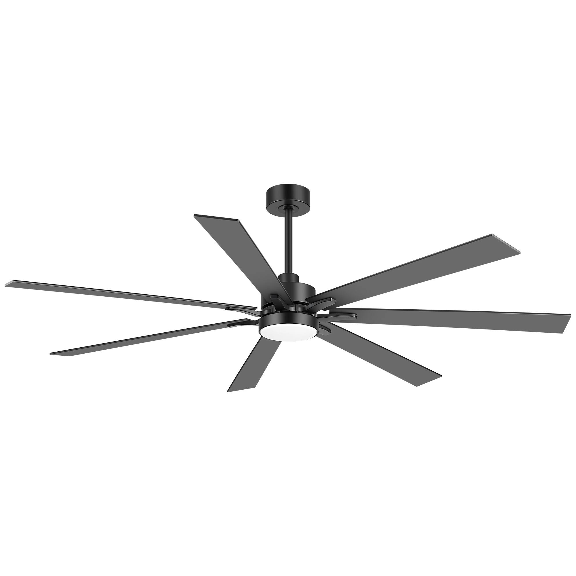 Angle. Breezary - 72-Inch Modern DC Ceiling Fan with LED Light, Remote, 3 Downrods, Reversible Blades, 6 Speeds & Timer - black.