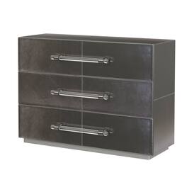Butler Specialty - Allman 48 in. W Rectangular Wood and Leather 3 Drawer Accent Chest - Silver