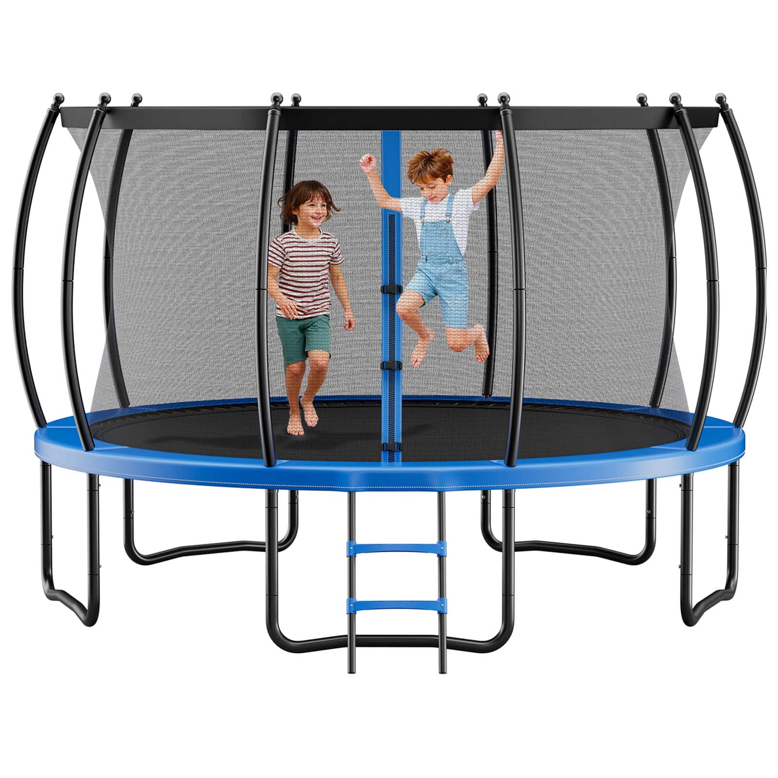 VEVOR - Outdoor Trampoline, 15FT Recreational Trampoline, ASTM Approved Trampolines with Enclosure Net & Thickened Pad - Blue,Black