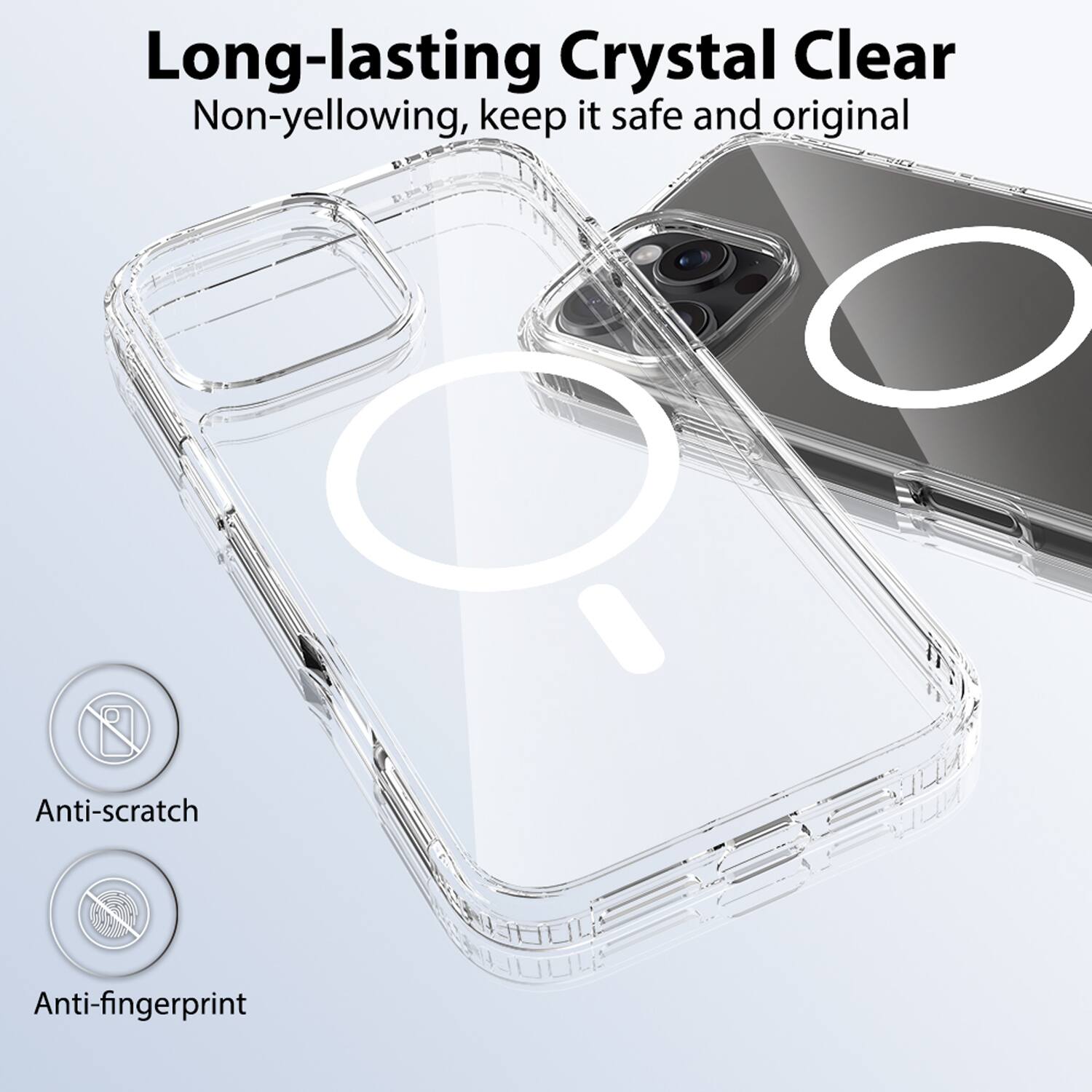 Long-lasting Crystal Clear  
Non-yellowing, keep it safe and original  

Anti-scratch  
Anti-fingerprint