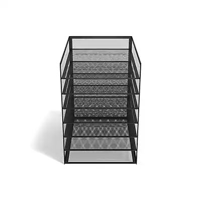Front. TRU RED - TRU RED™ 6-Compartment Metal Mesh File Organizer, Matte Black (TR57565) - Matte Black.