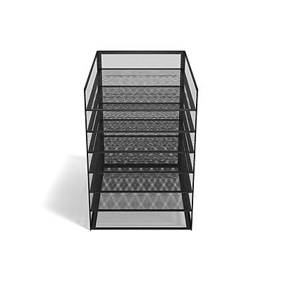 Front. TRU RED - TRU RED™ 6-Compartment Metal Mesh File Organizer, Matte Black (TR57565) - Matte Black.