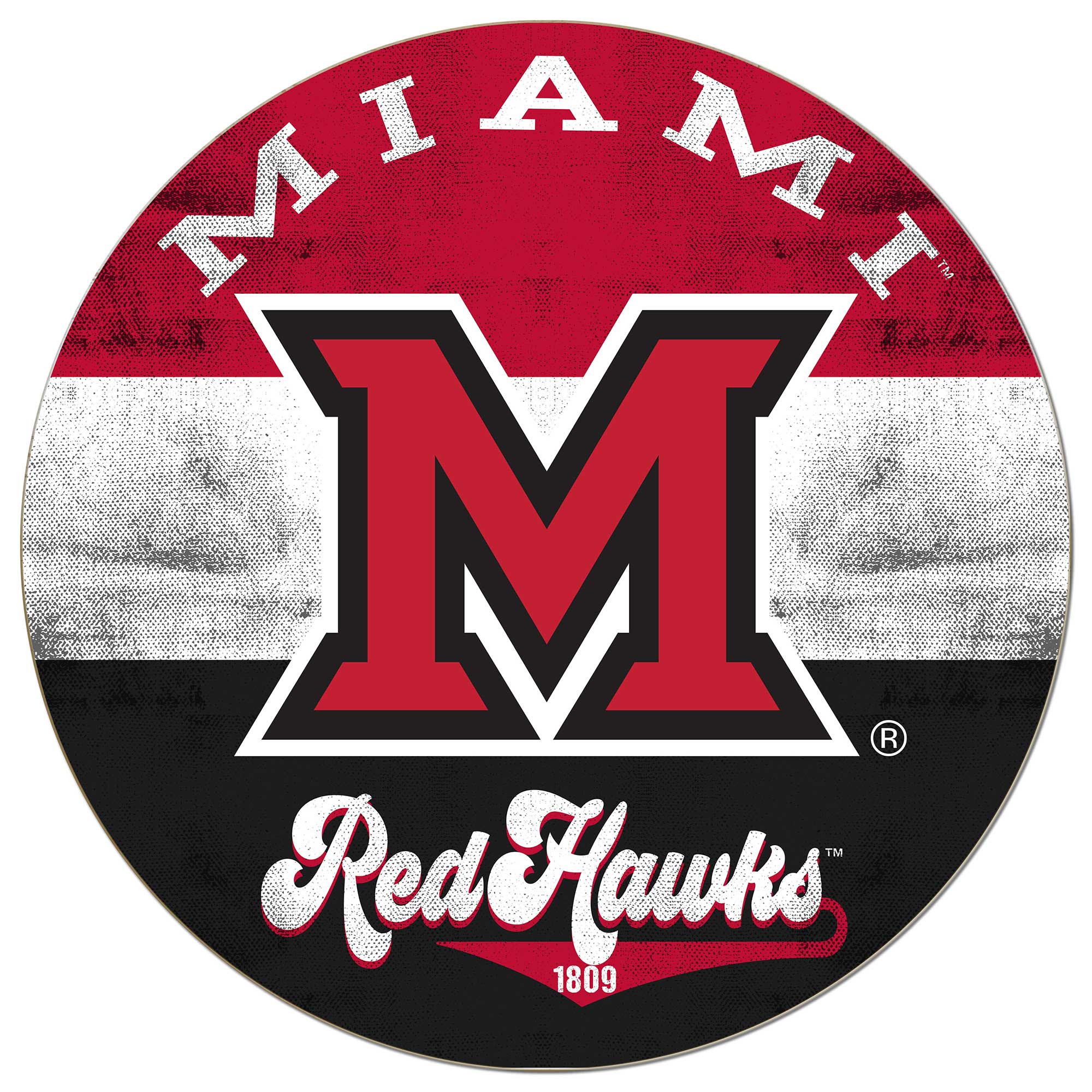 Miami University RedHawks 20'' x 20'' Retro Logo Circle Sign