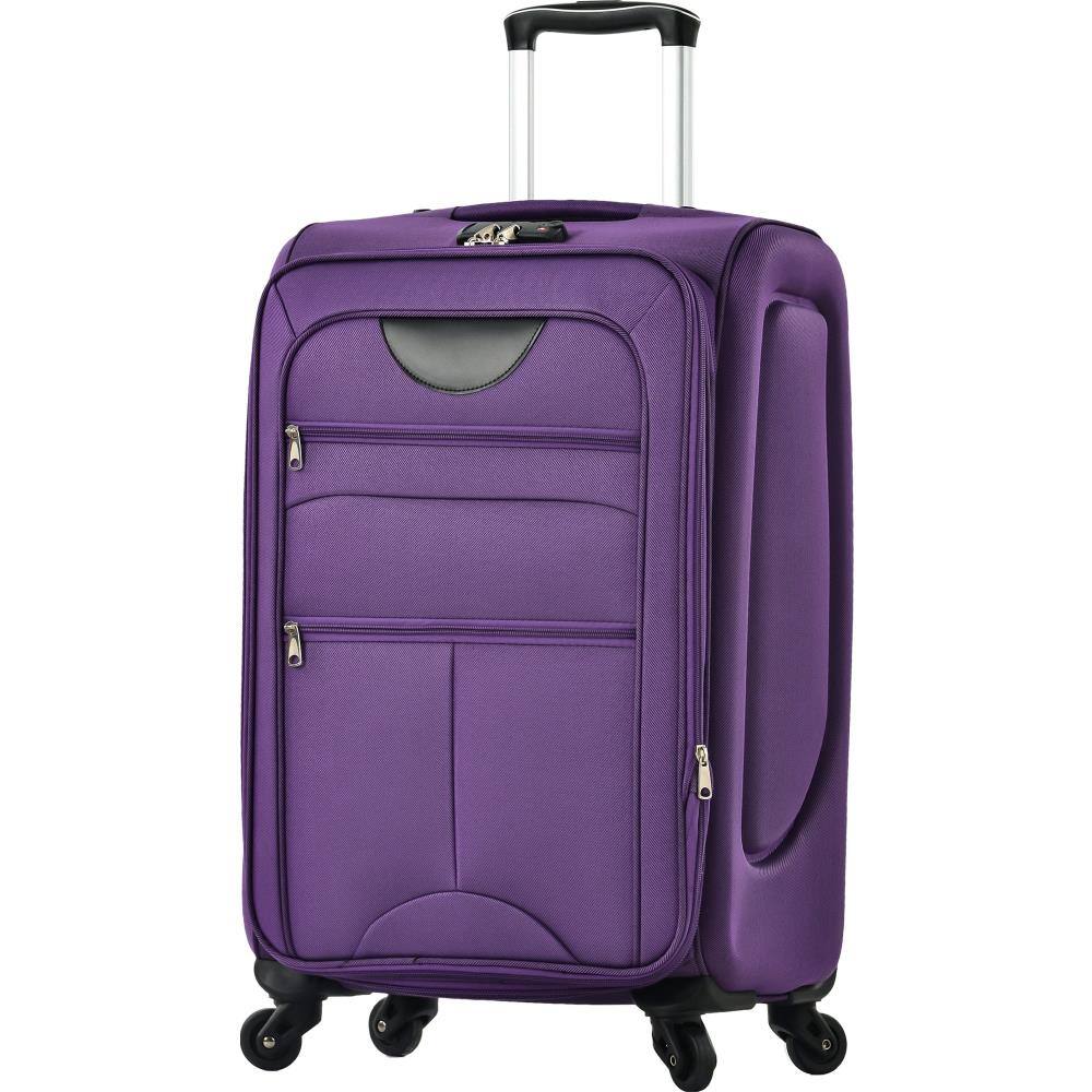 Angle. BreeBe - Softside Luggage Expandable 3 Piece Set Suitcase Upright Spinner Softshell Lightweight Luggage Travel Set - Purple.